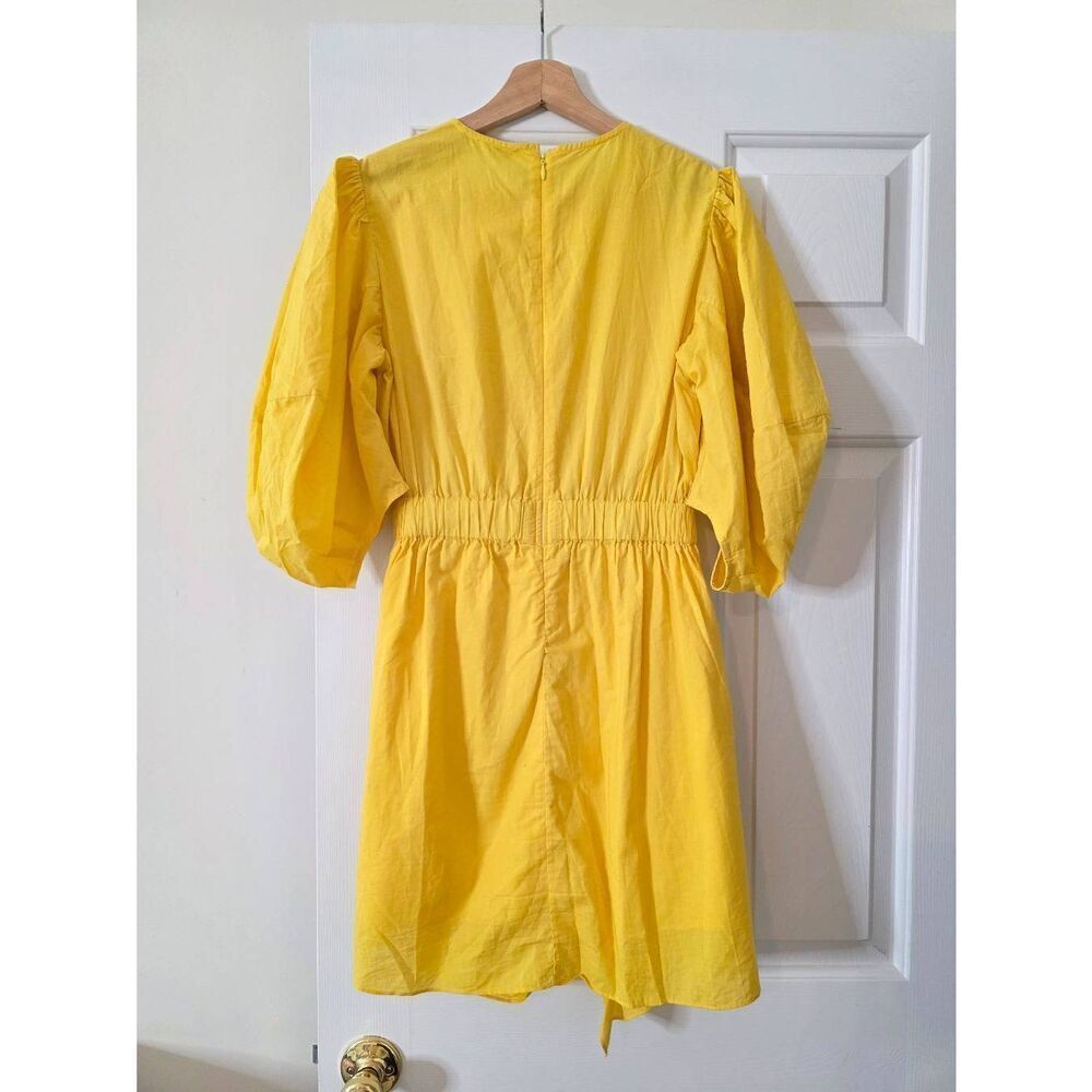 Rhode Pia Puff Sleeve Ruffle Mini Yellow Dress S - Picture 6 of 10